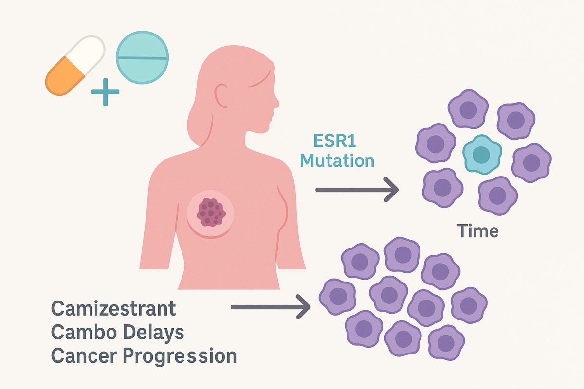 Camizestrant Combo Delays Cancer Progression in HR+ Breast Cancer with ESR1 Mutation